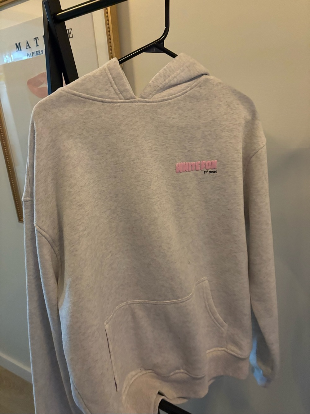Grey/pink white fox hoodie